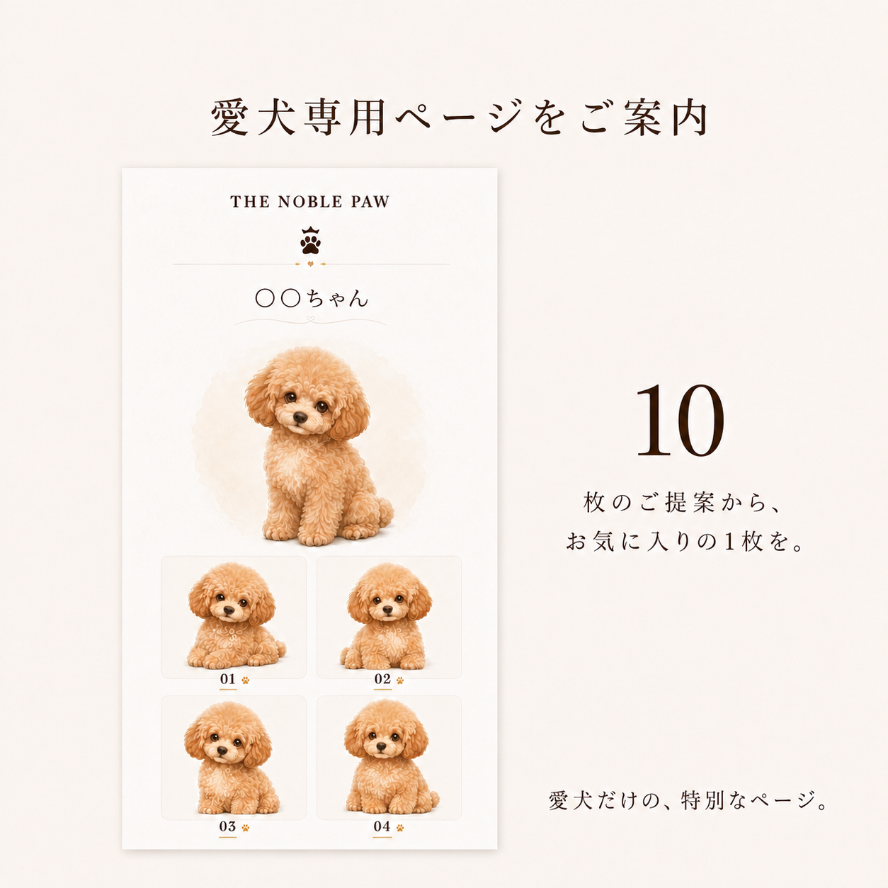 専用ページでの提案画面（最大10案）